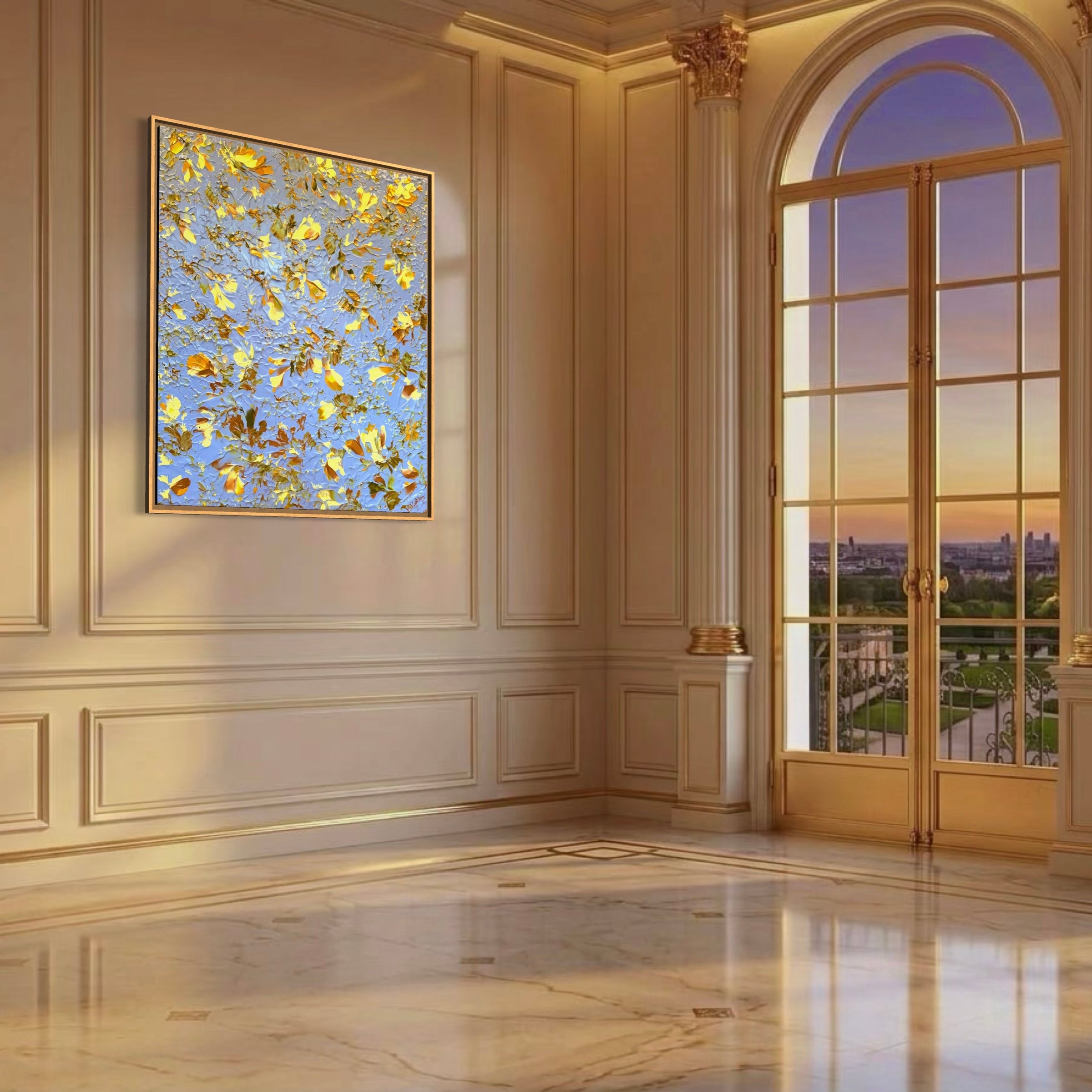 Original painting Blue Hour in Yellow Bloom by Marketa Hopkins